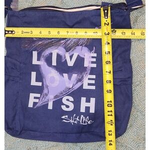 NEW Salt Life Crossbody Bag Blue Live Love Fish Coastal FISHING canvas purse M